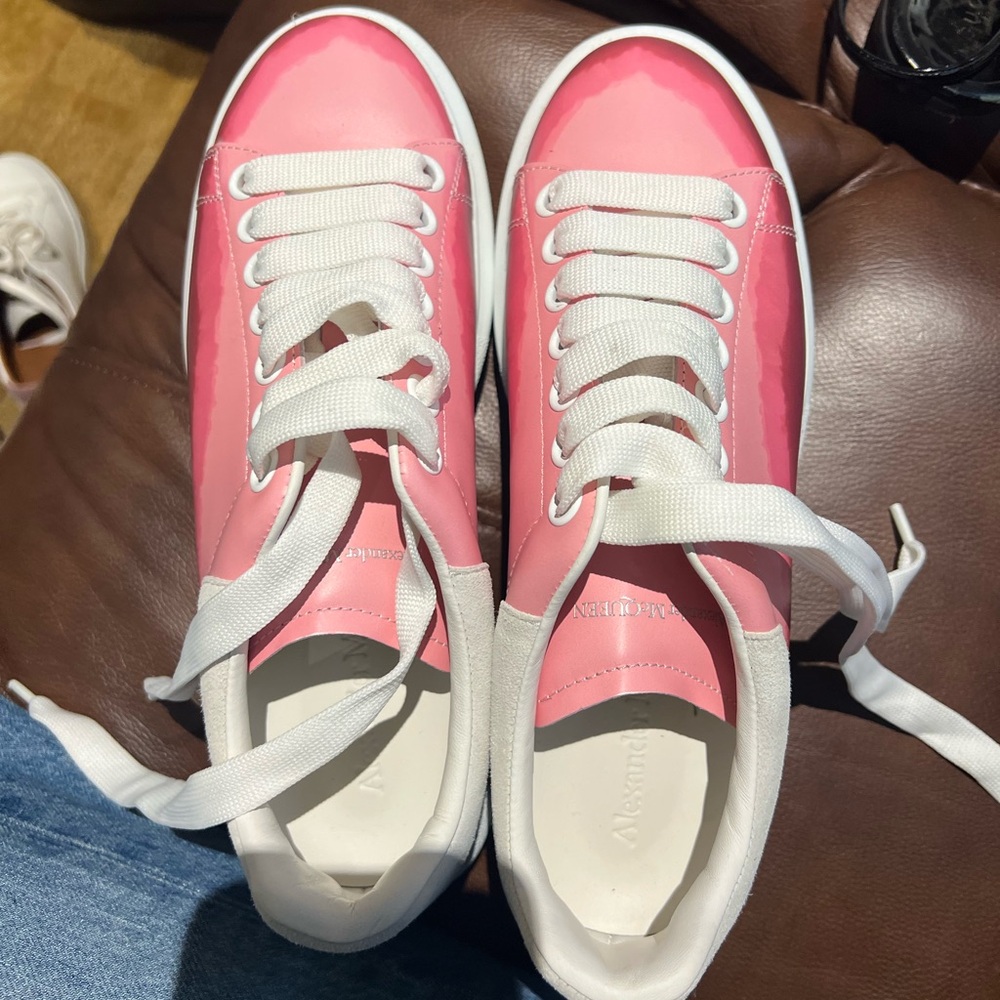 Alexander McQueen Pink and White Lace-Up Sneakers